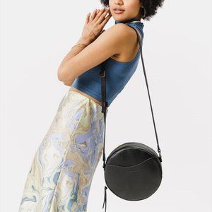 EUC Portland Leather Circle Crossbody Bag, Large, Black